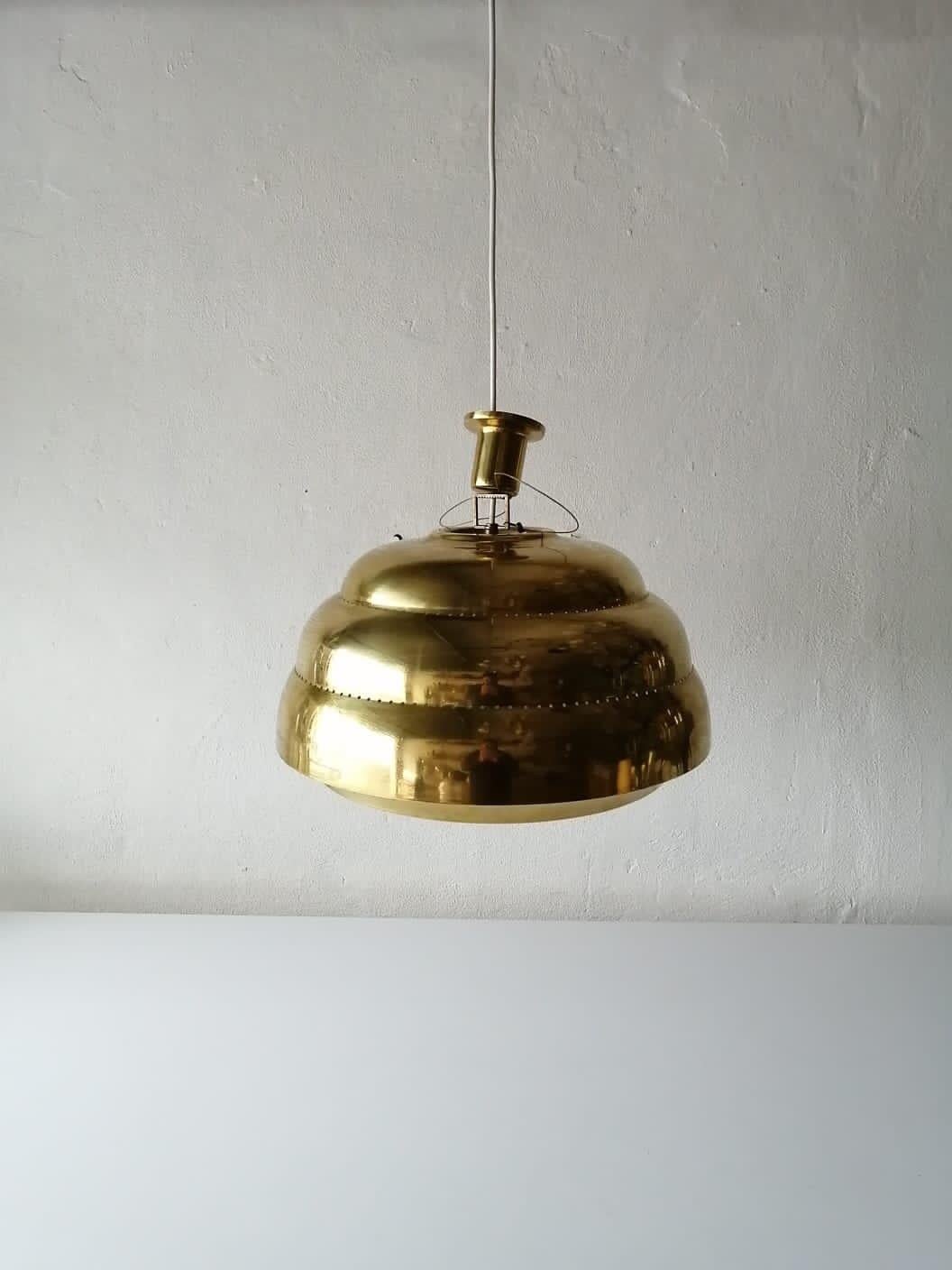 Brass & Glass Suspension Pendant Lamp Style of Paavo Tynell, 1960s Finland 4
