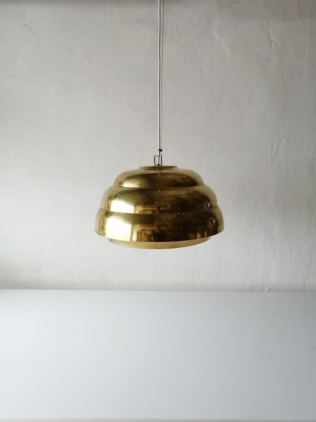 Brass & Glass Suspension Pendant Lamp Style of Paavo Tynell, 1960s Finland 5