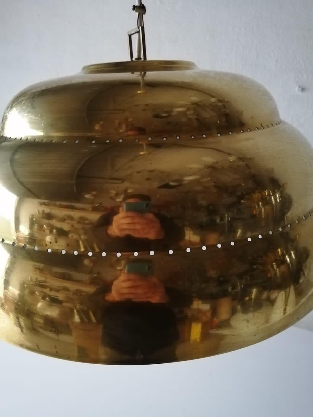 Brass & Glass Suspension Pendant Lamp Style of Paavo Tynell, 1960s Finland 6