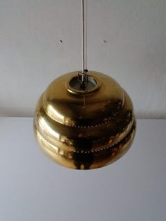 Brass & Glass Suspension Pendant Lamp Style of Paavo Tynell, 1960s Finland