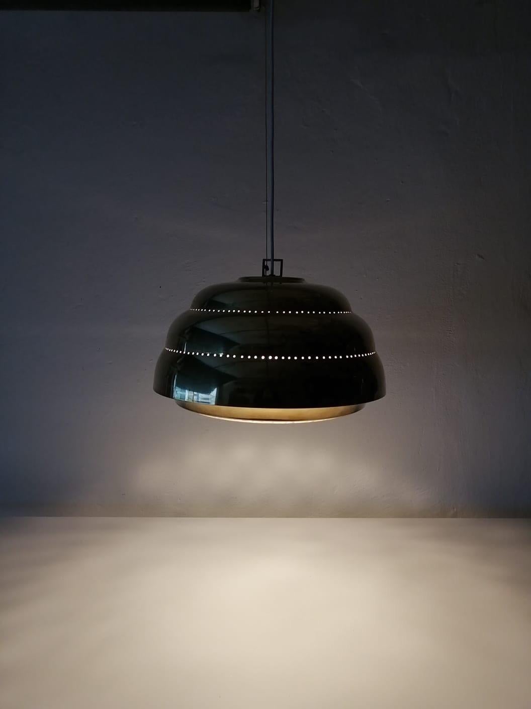 Brass & Glass Suspension Pendant Lamp Style of Paavo Tynell, 1960s Finland 1