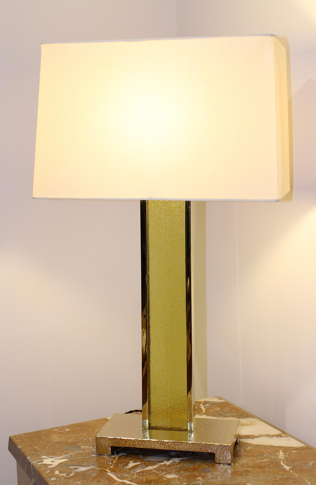 American Philip Neri, Brass and Glass Table Lamps, Set of 3 For Sale