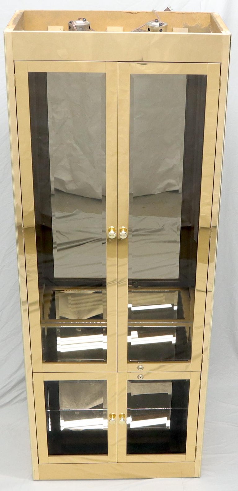 American Brass & Glass Tall Mastercraft Cabinet For Sale