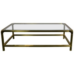 Brass Glass Top Coffee Table by Mastercraft