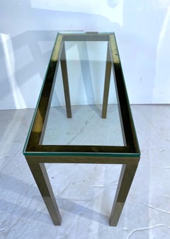 Table console vintage en verre et laiton