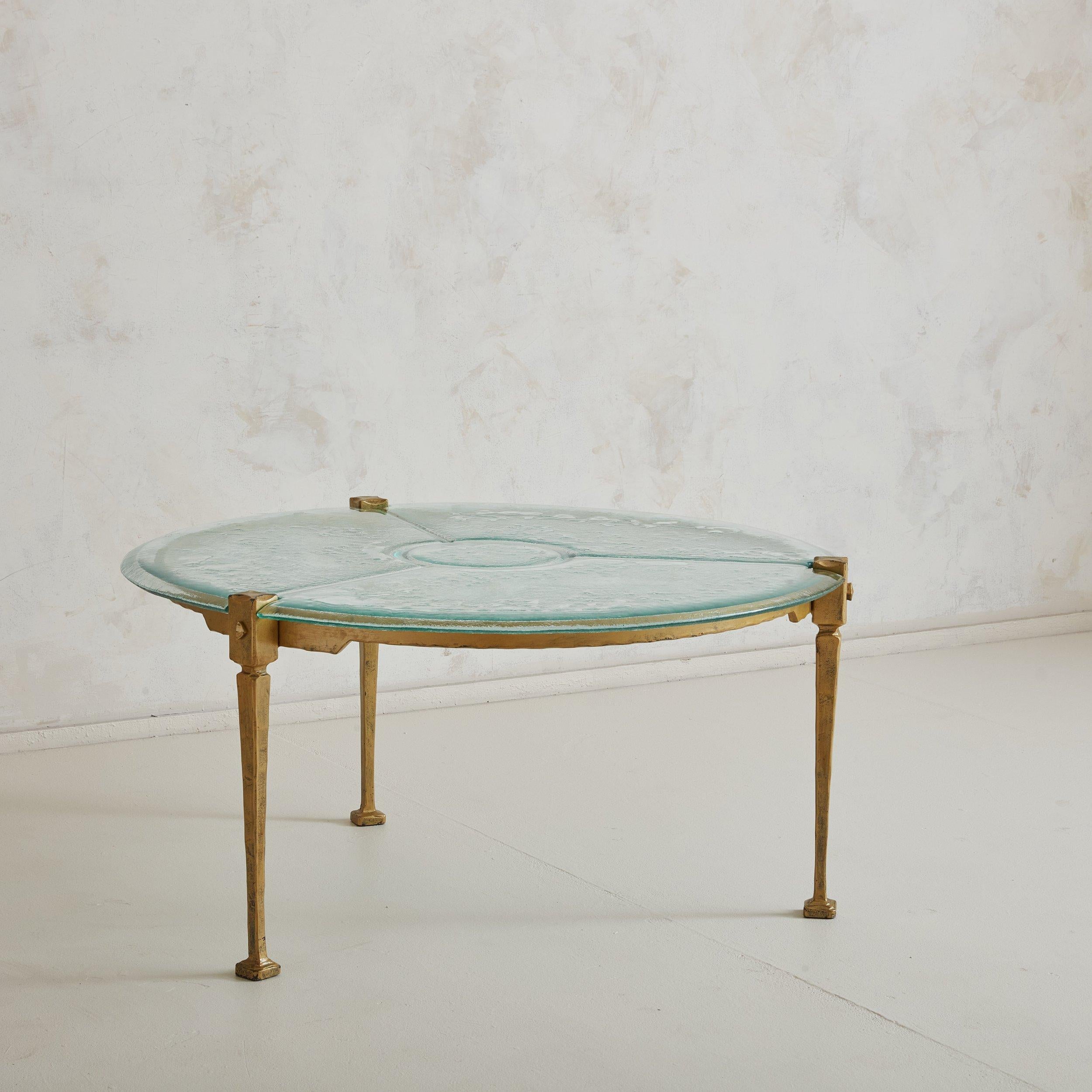 Bronze + Glass Top Round Coffee Table by Lothar Klute, Germany 1980s In Good Condition For Sale In Chicago, IL