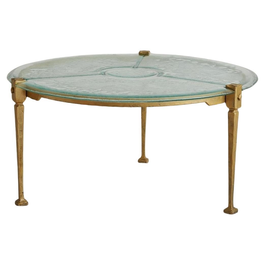 Bronze + Glass Top Round Coffee Table by Lothar Klute, Germany 1980s For Sale