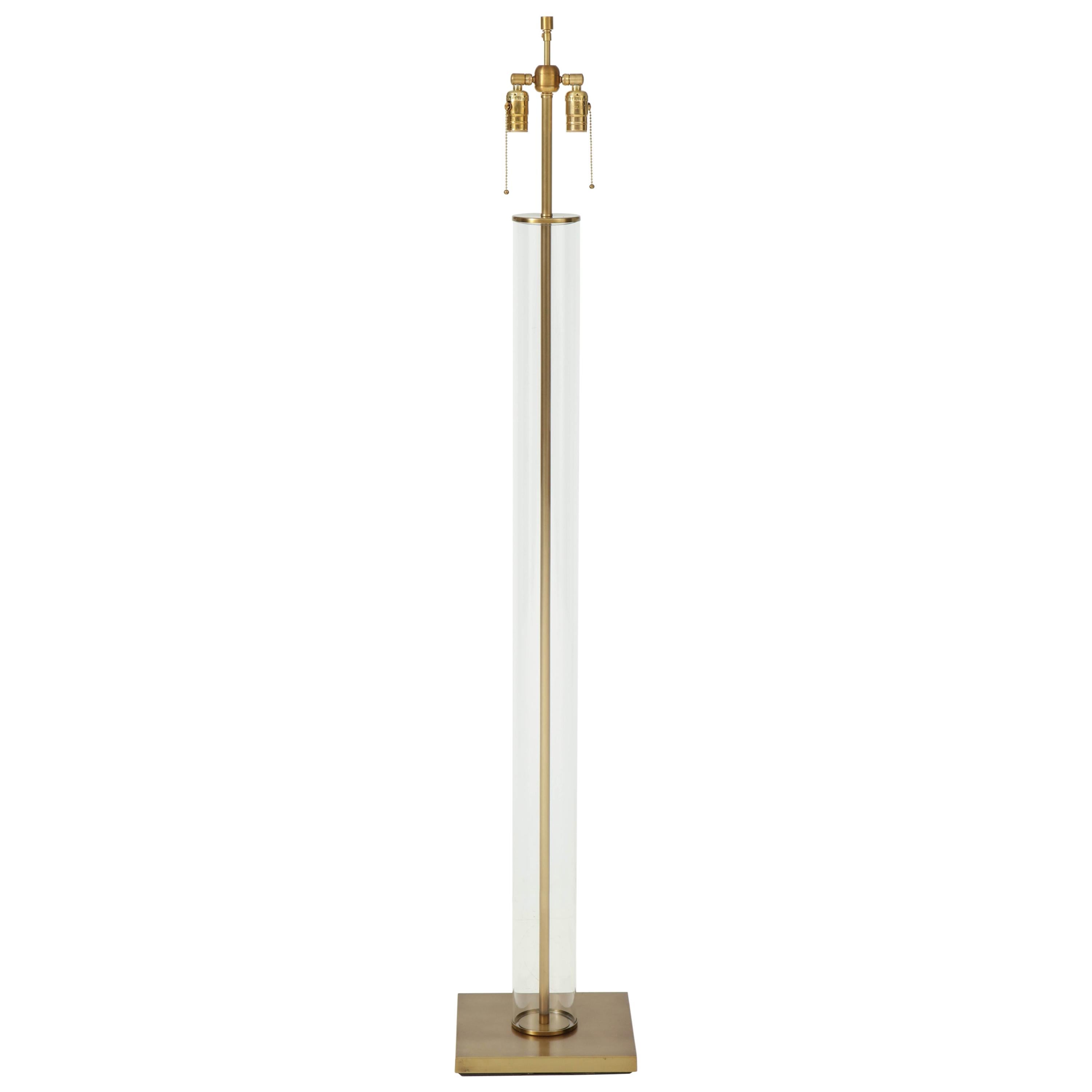 Brass, Glass Tube Floor Lamp