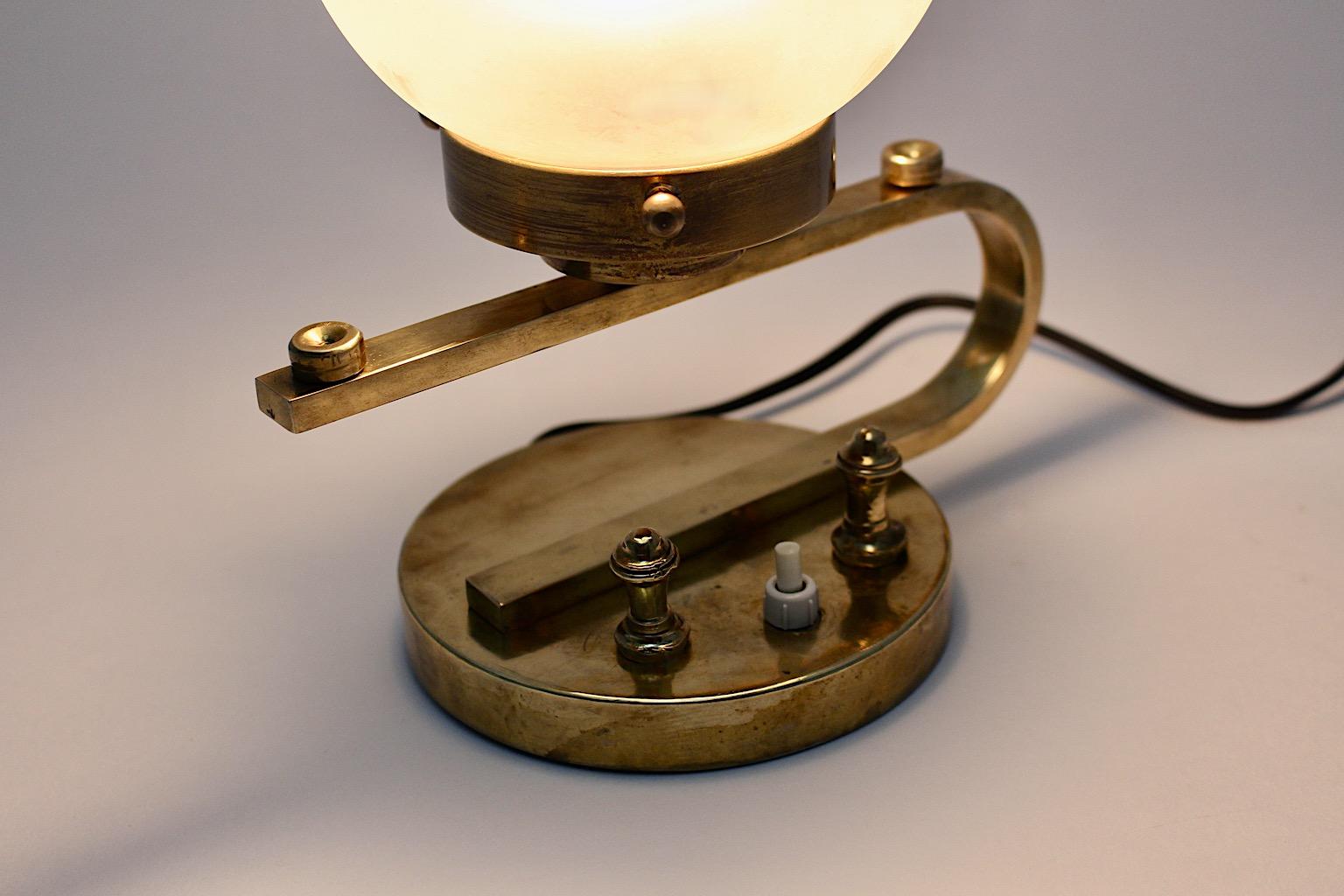 Brass Glass Vintage Art Deco Table Lamp Sconce, circa 1930, Austria For Sale 6
