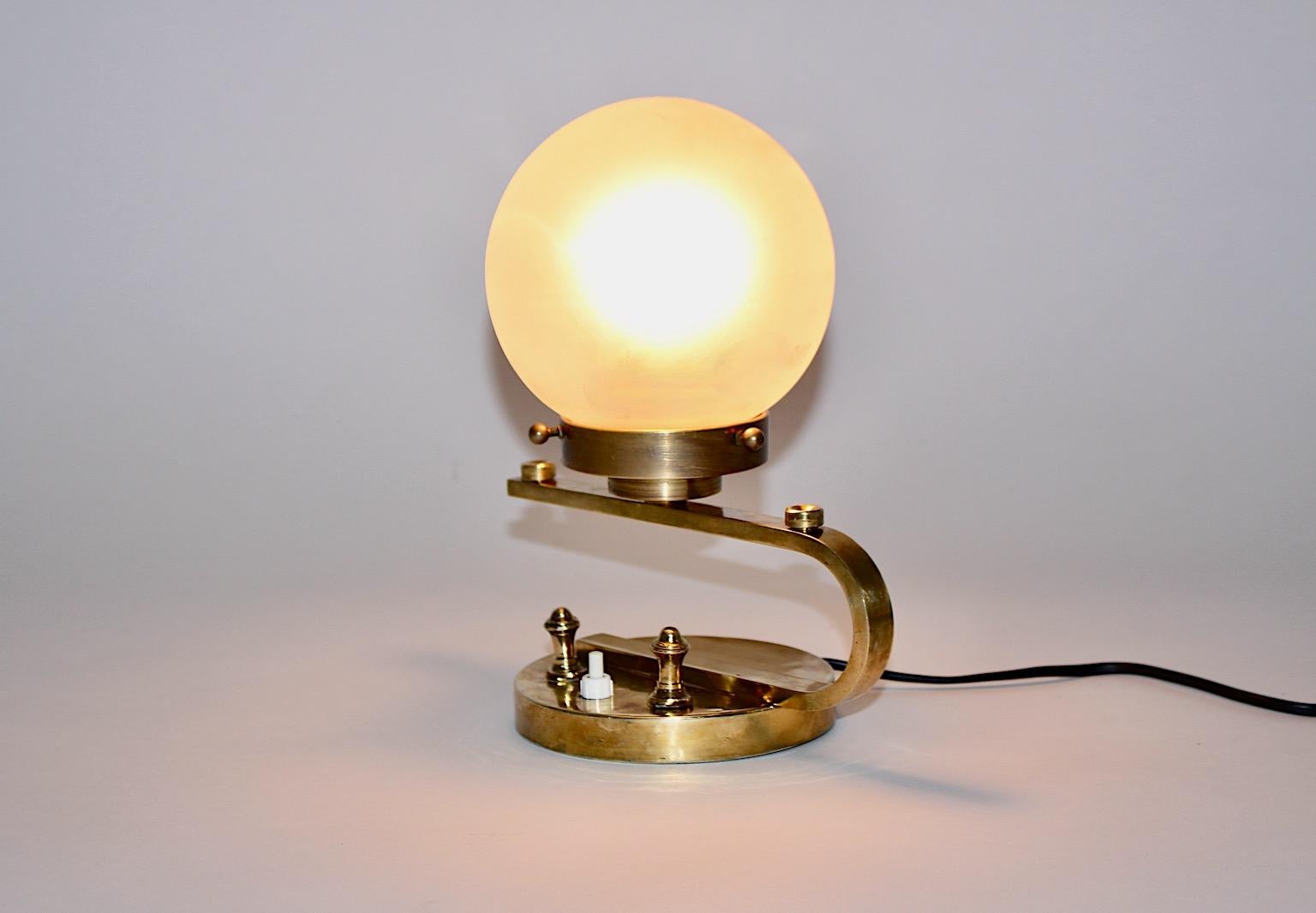 Brass Glass Vintage Art Deco Table Lamp Sconce, circa 1930, Austria For Sale 7