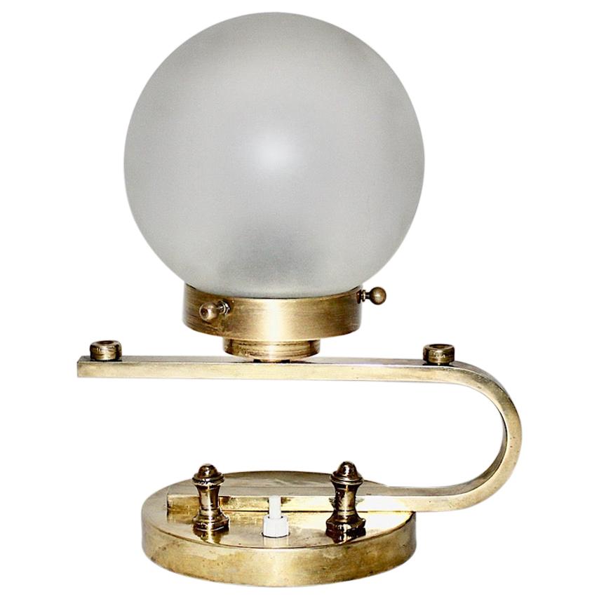 Brass Glass Vintage Art Deco Table Lamp Sconce, circa 1930, Austria