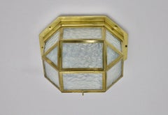 Brass Glass Vintage Jugendstil Flushmount or Sconce circa 1903 Vienna