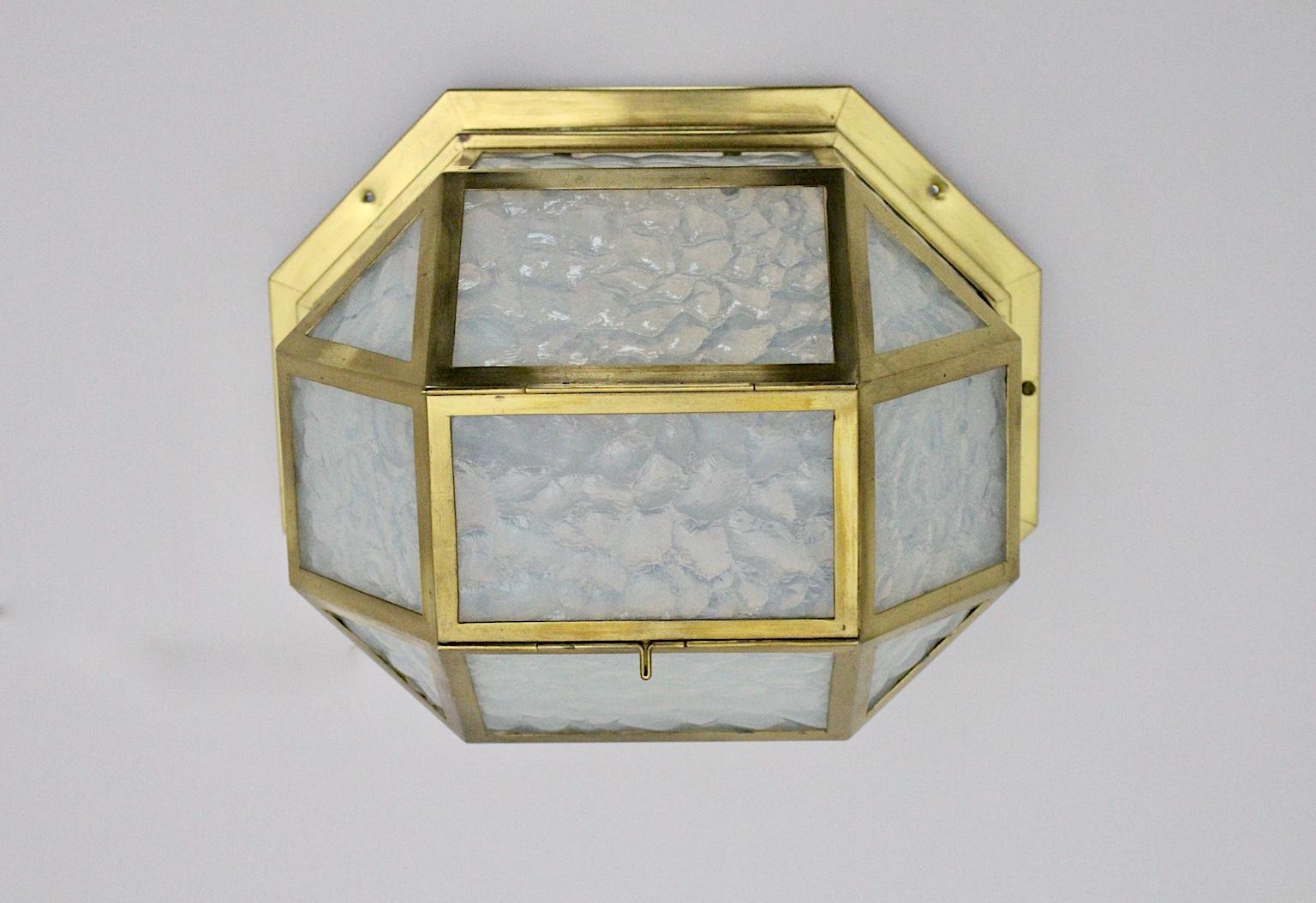 Aluminum Brass Glass Vintage Jugendstil Flushmount or Sconce circa 1903 Vienna For Sale