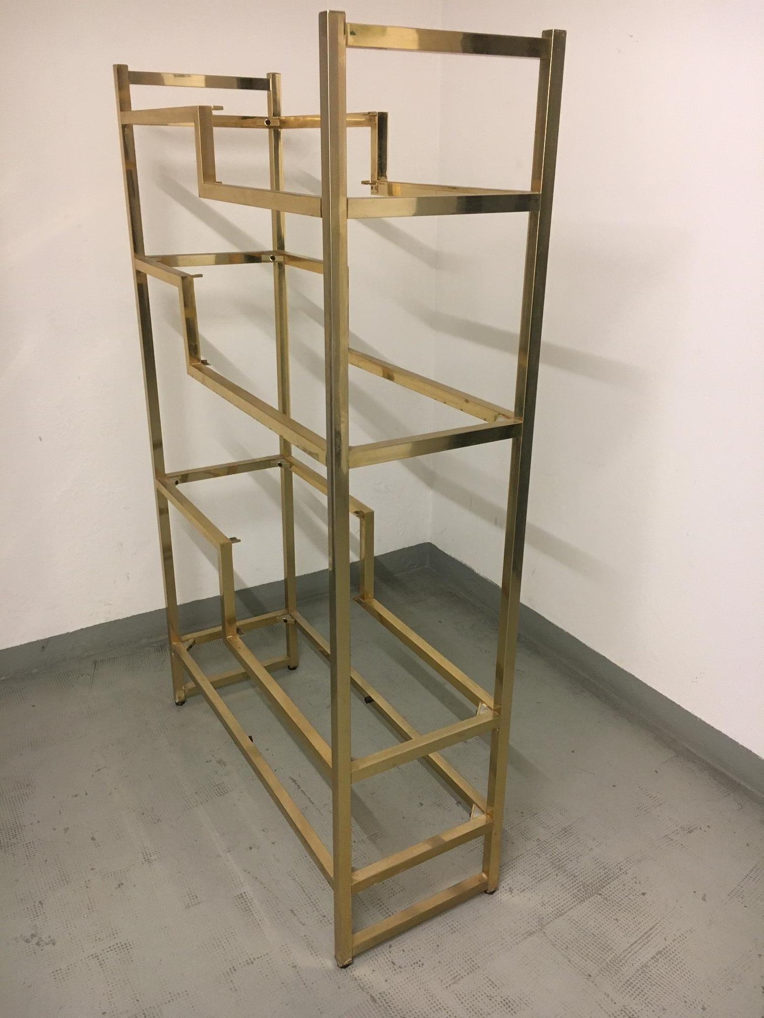 Brass & Glass Vintage Shelving in the Style of Romeo Rega, Italy Ca. 1970s 4