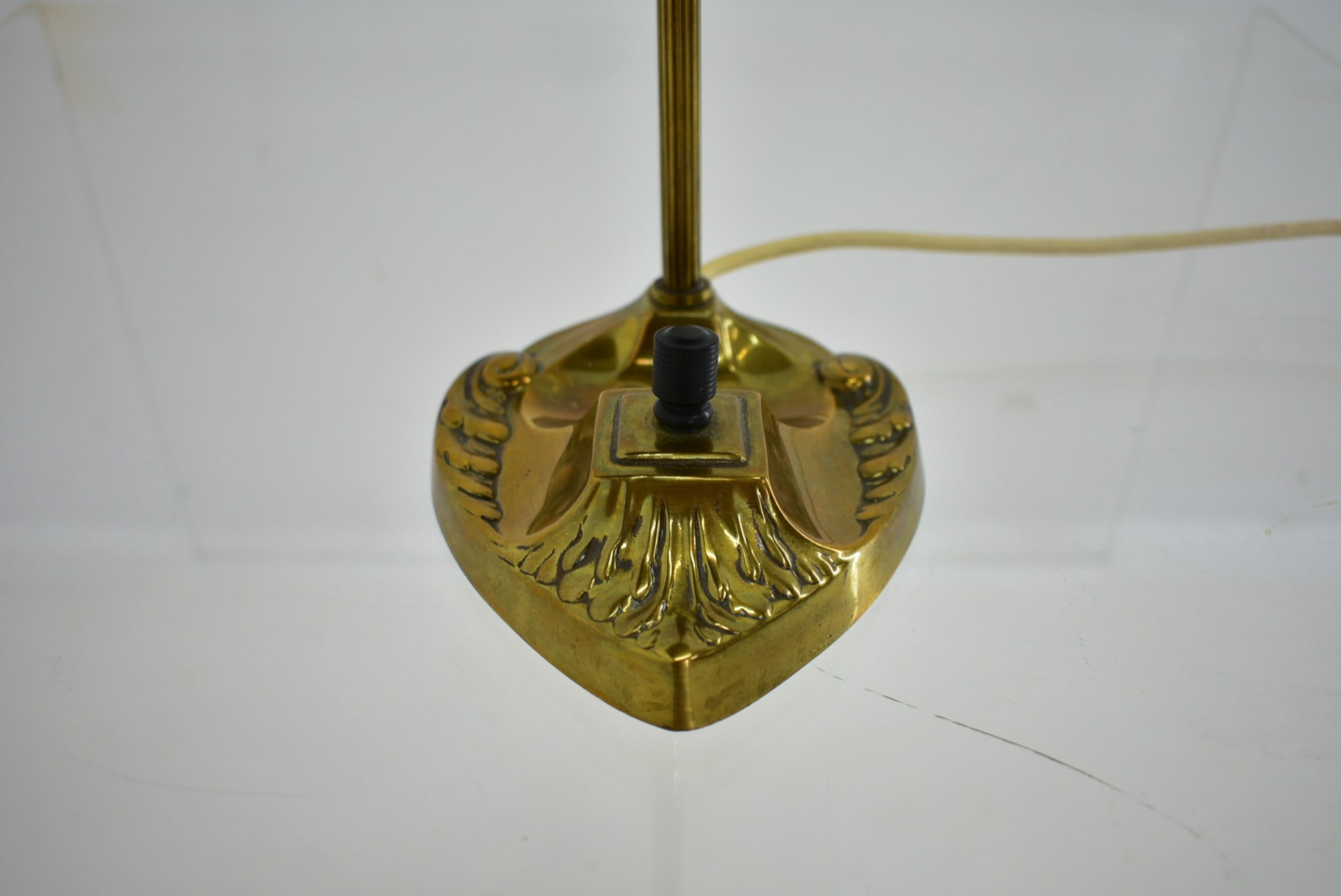 Brass Glass Vintage Table Lamp Style Vienna Secession, 1930s, Austria For Sale 5