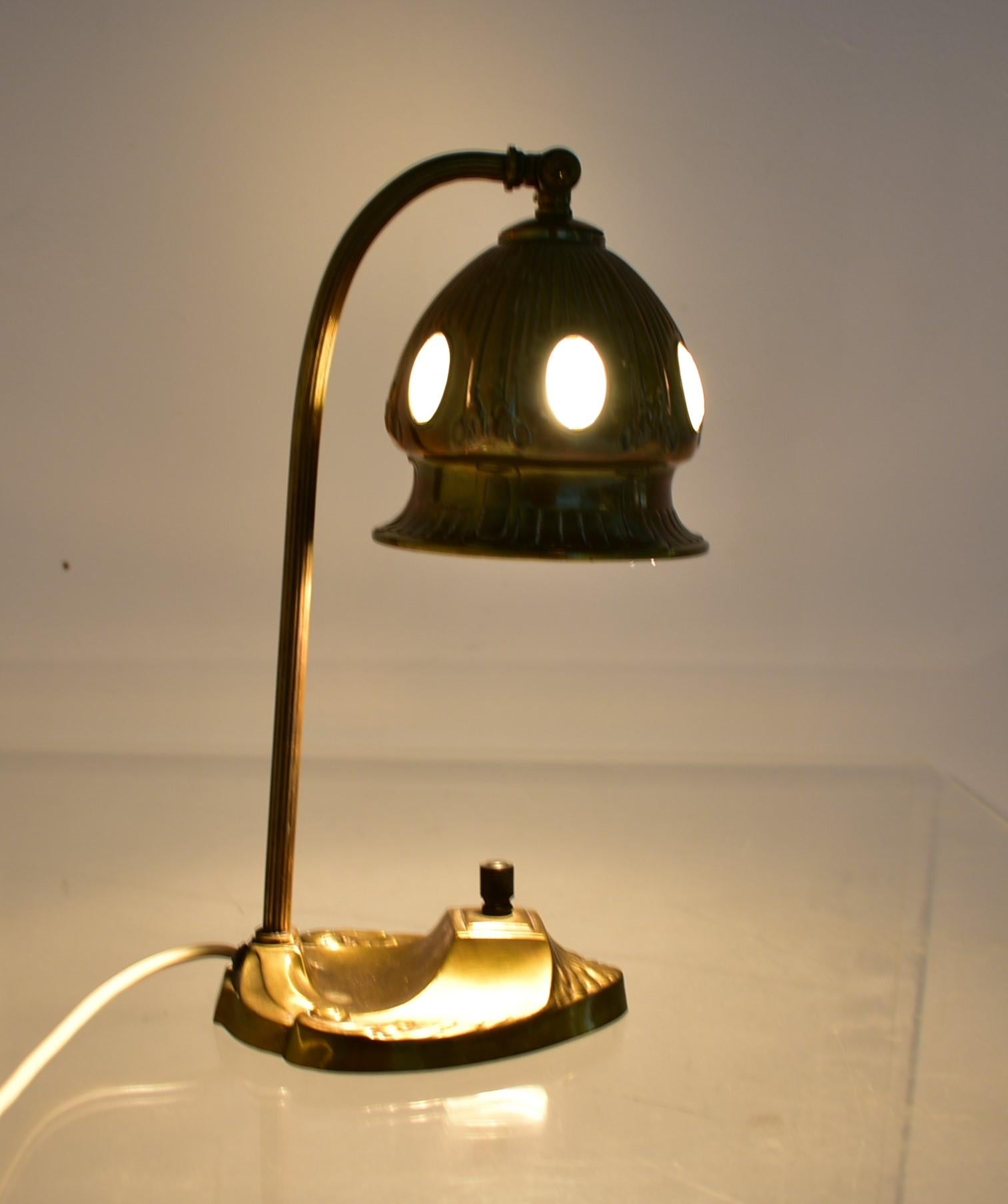 Brass Glass Vintage Table Lamp Style Vienna Secession, 1930s, Austria For Sale 13
