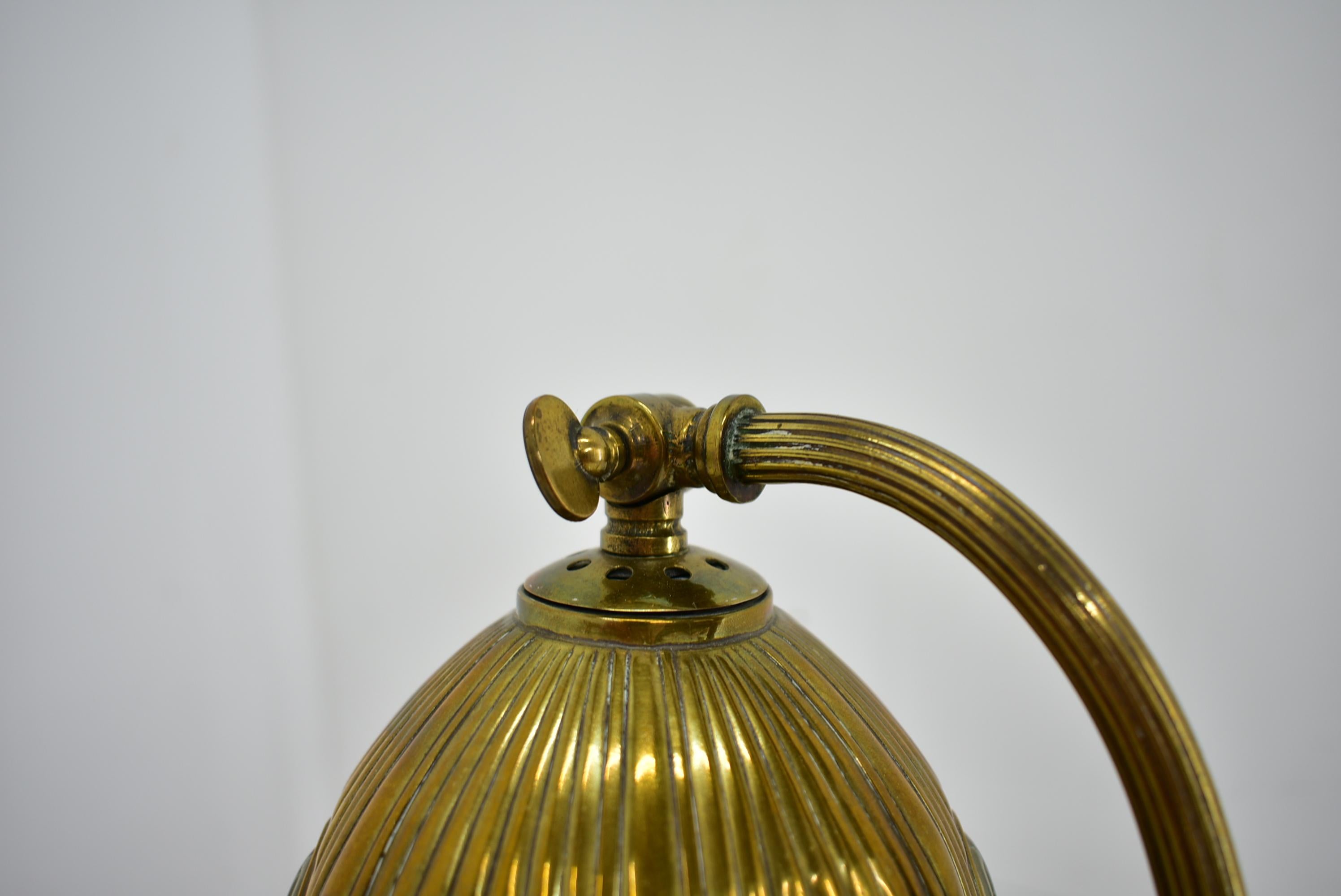 Mid-20th Century Brass Glass Vintage Table Lamp Style Vienna Secession, 1930s, Austria For Sale