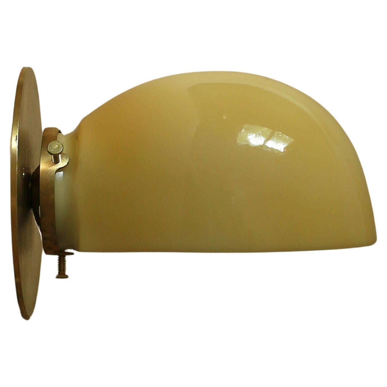 Brass Glass Wall Light With Buff Color Shade by Artig Lighting For Sale