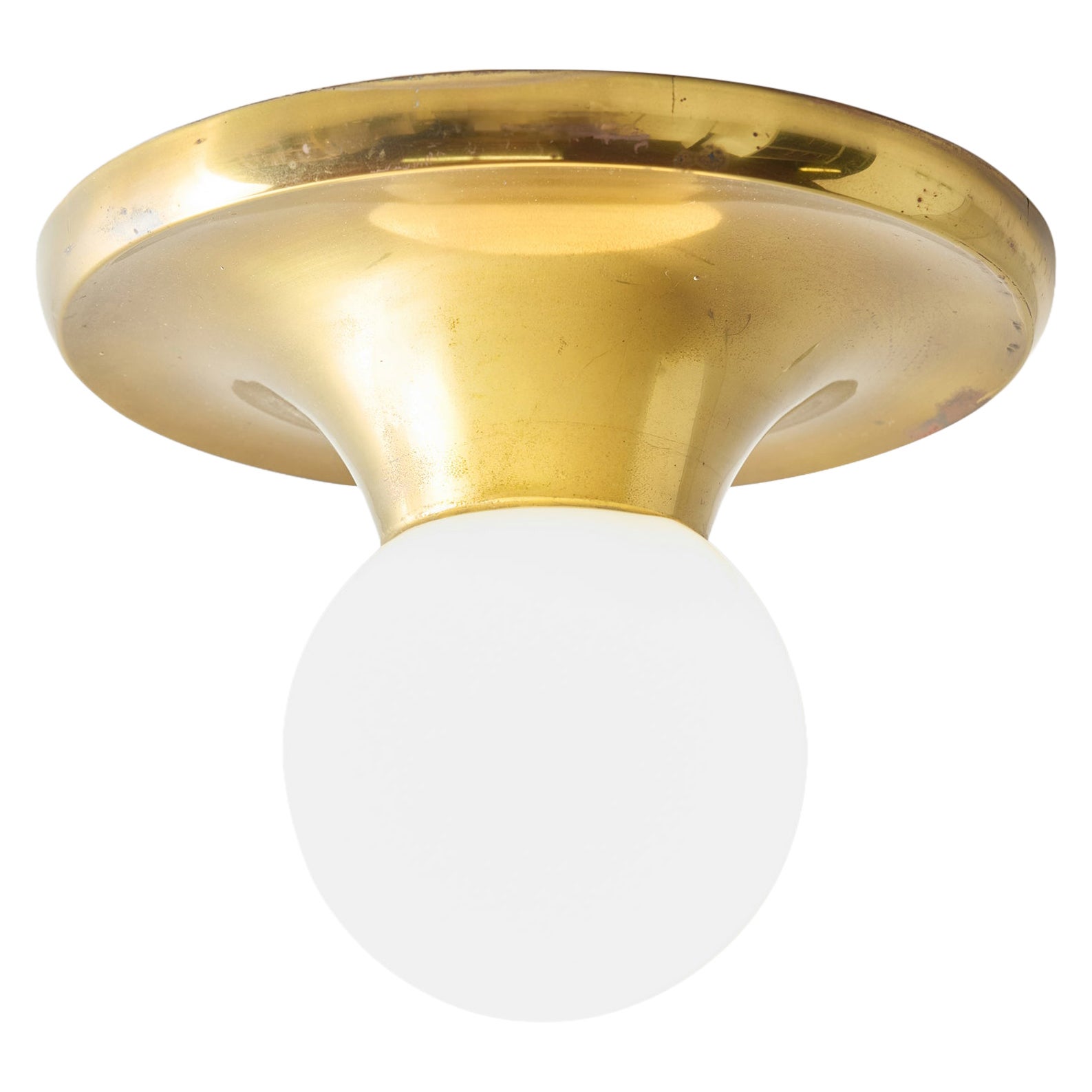 Lampada da parete o da soffitto in ottone e vetro di Gino Sarfatti in vendita