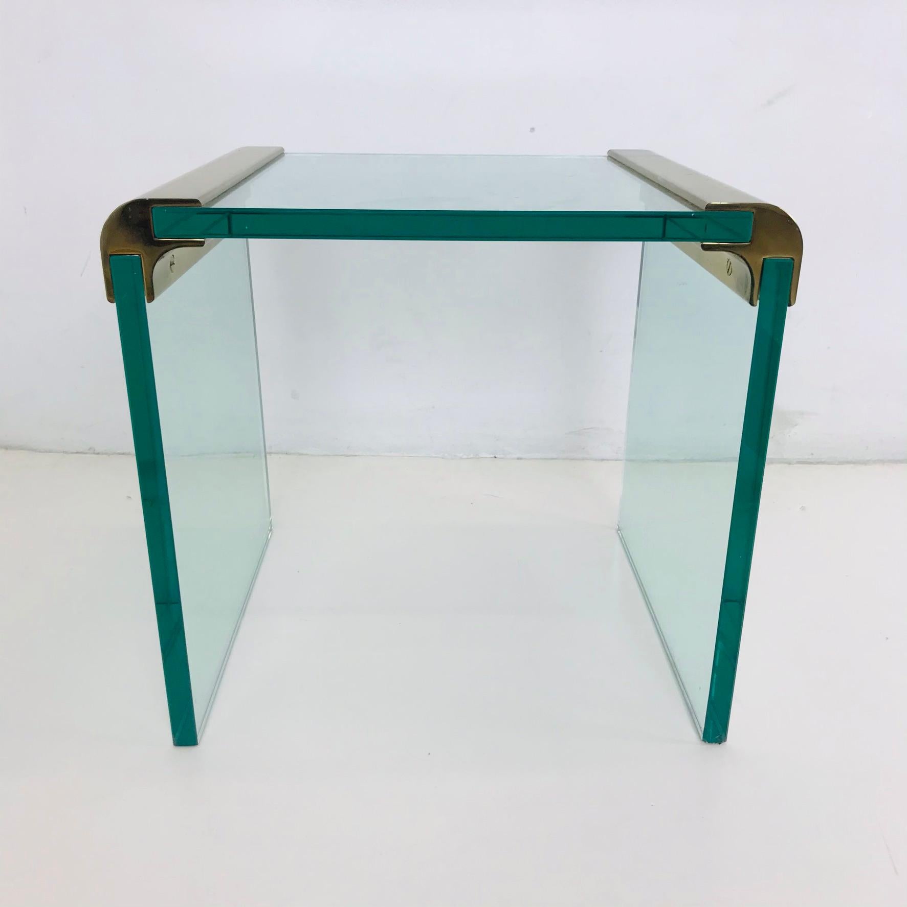 Mid-Century Modern Brass and Glass Waterfall Side Table by Leon Rosen for Pace For Sale