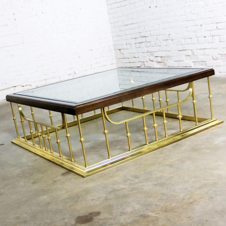 Brass Glass Wood Fireplace Fender Style Erwin Lambeth