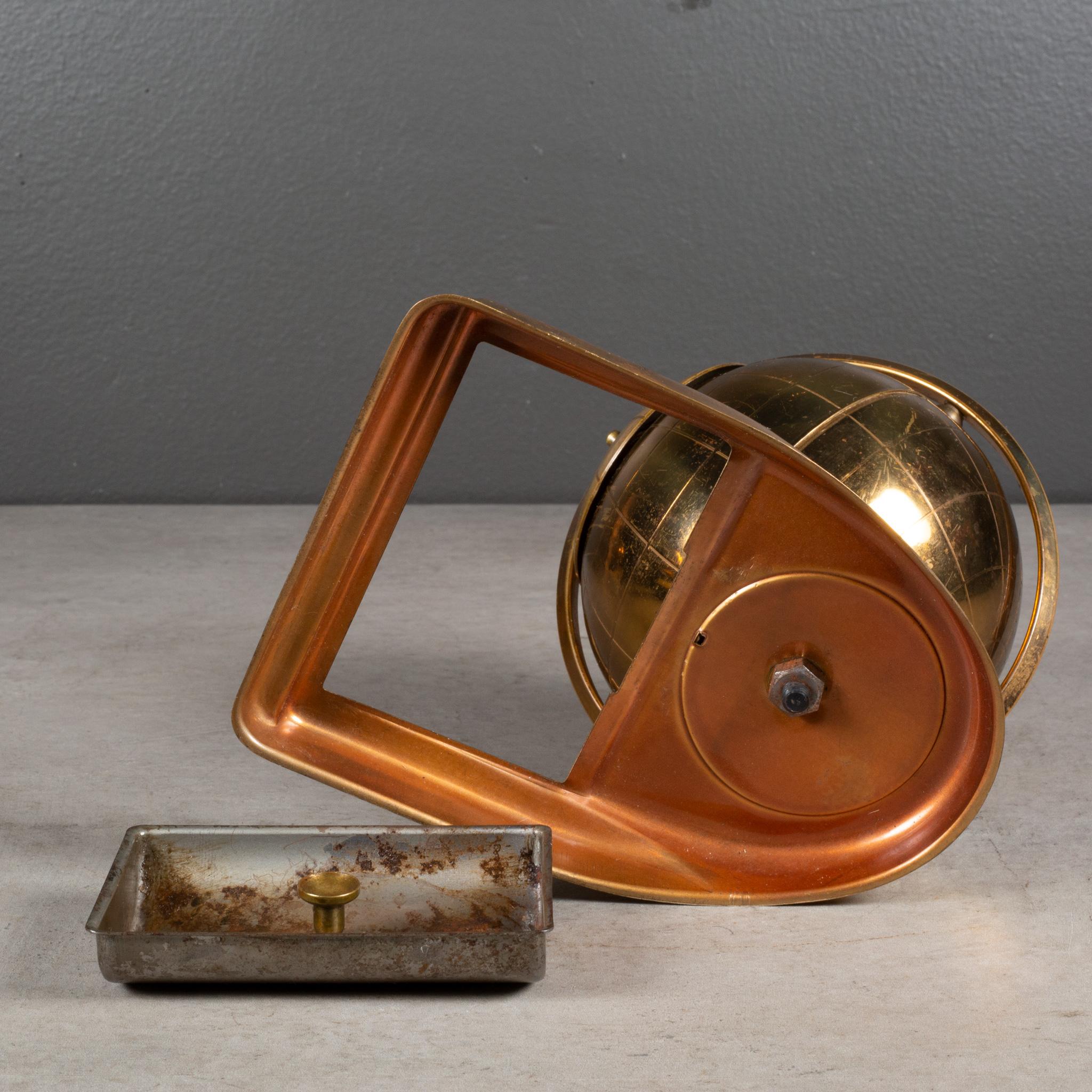 Brass Globe Cigarette Holder and Ashtray/Coin Dish, circa 1960 For Sale 1