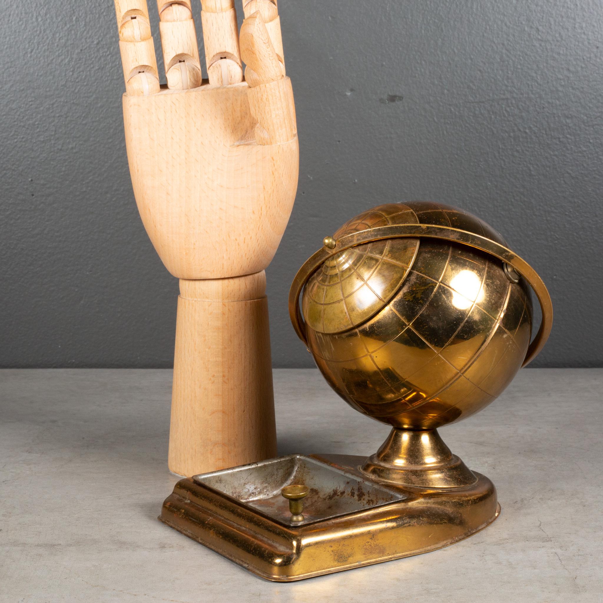 Brass Globe Cigarette Holder and Ashtray/Coin Dish, circa 1960 For Sale 2