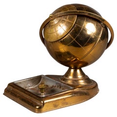 Brass Globe Cigarette Holder and Ashtray/Coin Dish, circa 1960