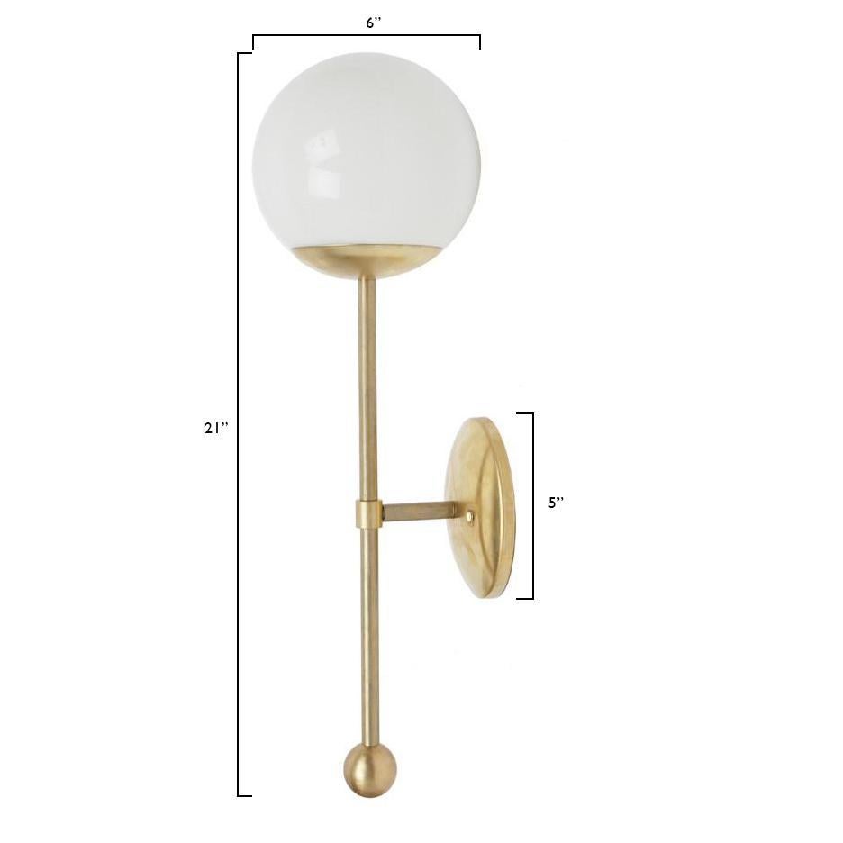 American Brass Globe Sconce Light For Sale