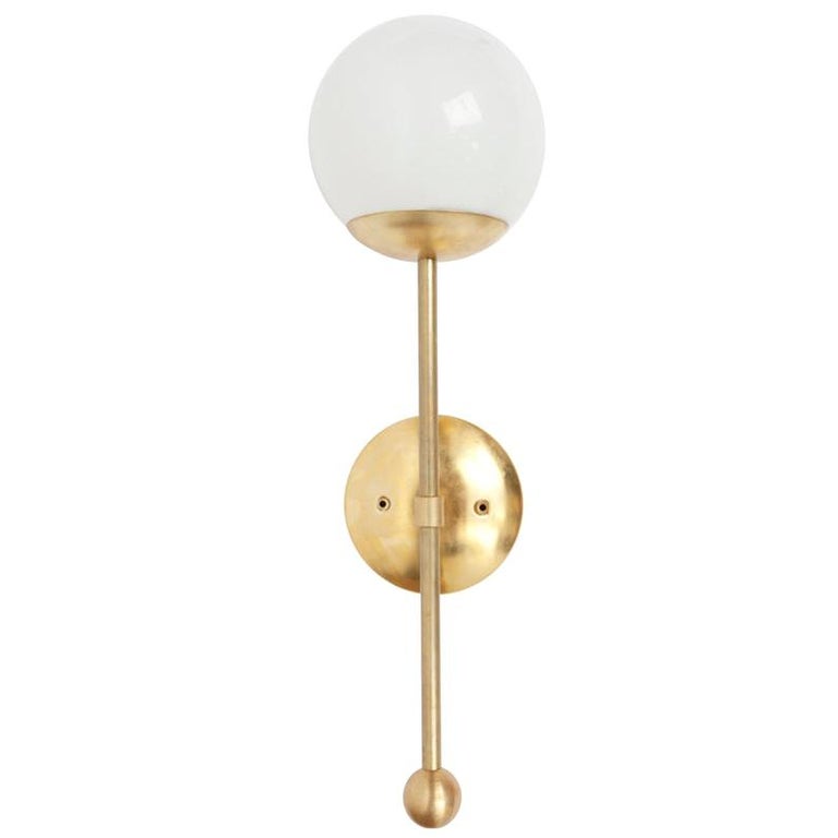 Brass Globe Sconce Light For Sale