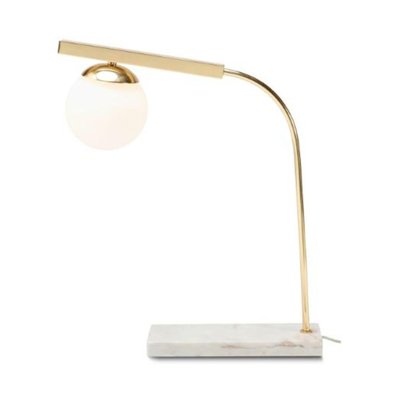 Brass Globe table lamp by Dooq
Dimensions: W 42 x D 20 x H 59 cm
Materials: lacquered metal, polished or brushed metal, brass, marble.
Also available in different colors and materials. 

Information:
230V/50Hz
1 x max. G9
4W