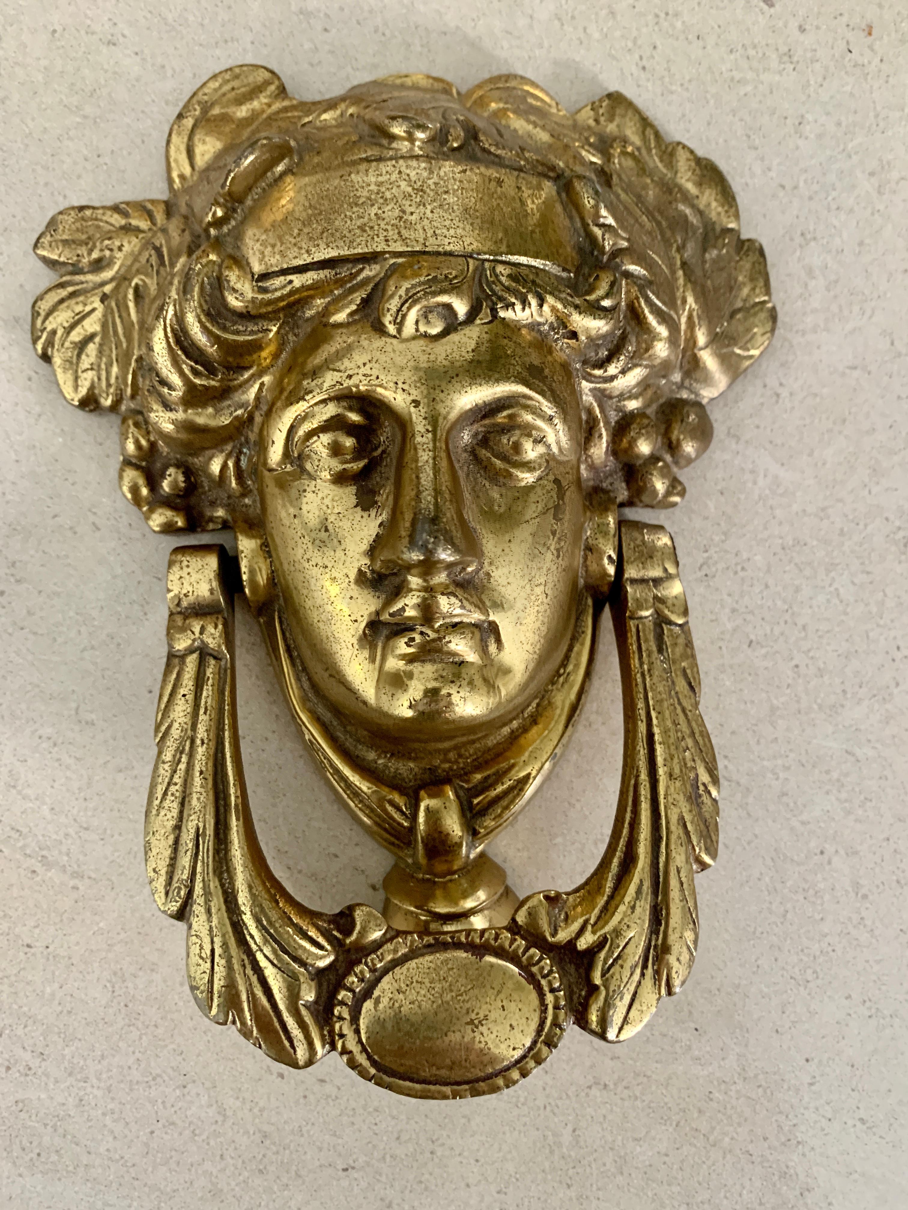 20th Century Brass Goddess Athena Door Knocker