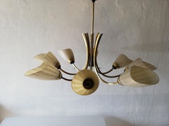Brass Gold and Black Sputnik Chandelier with Glass Shades, Stilnovo, 1950s