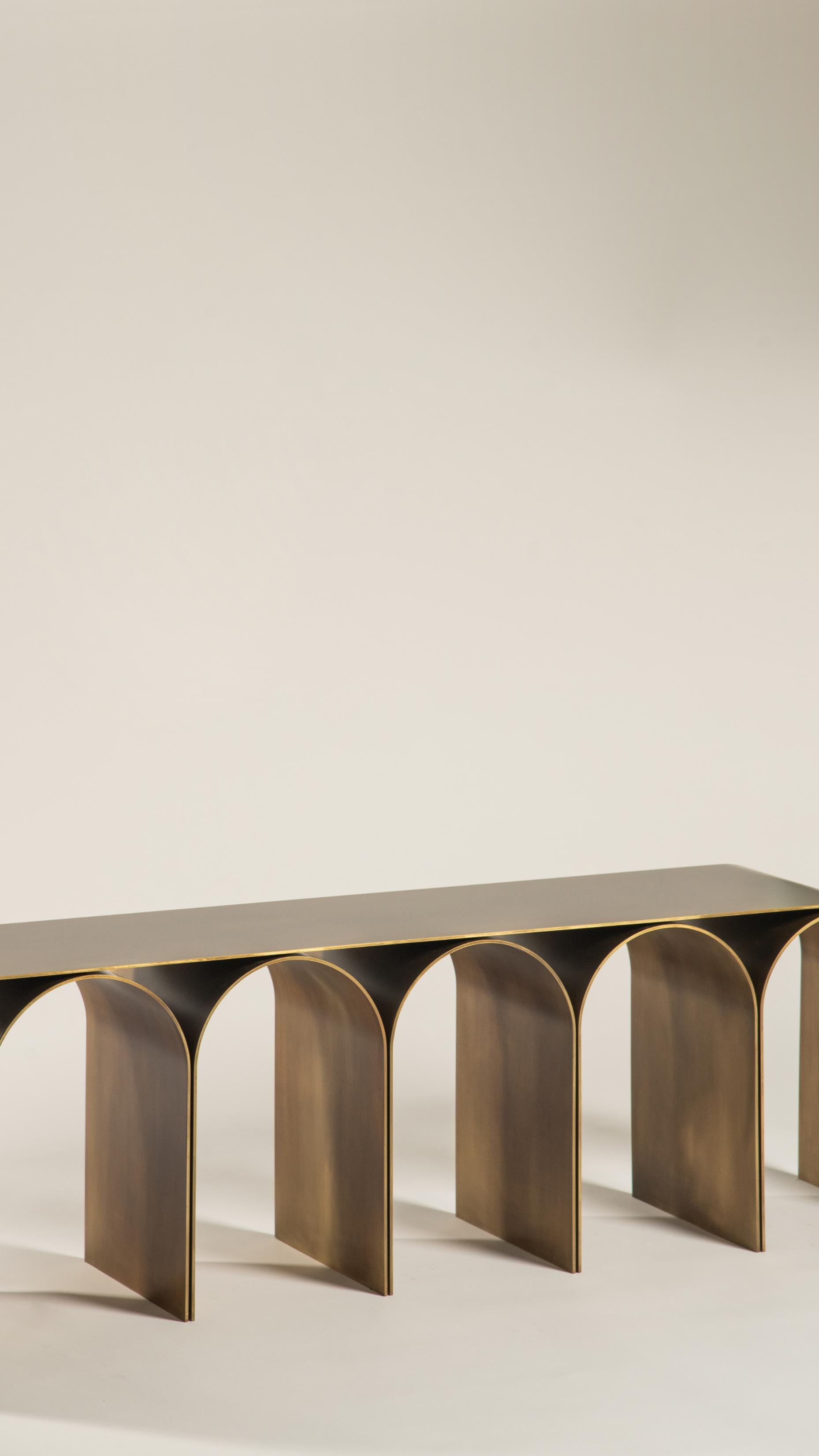 Brass Gold Arch Bench by Pietro Franceschini For Sale 1