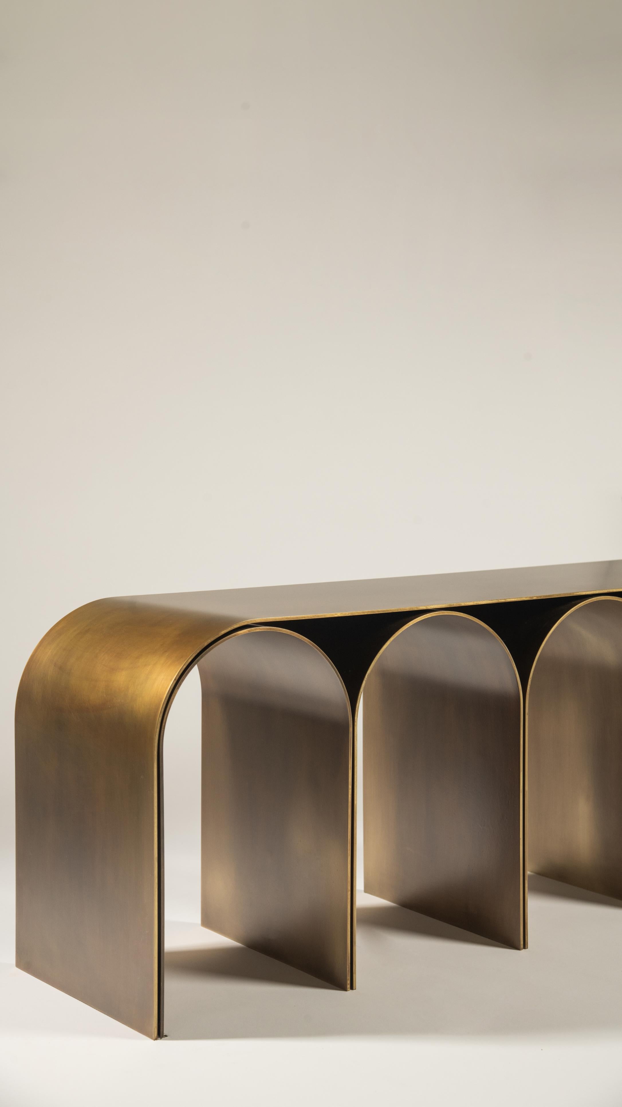 Brass Gold Arch Bench by Pietro Franceschini For Sale 6