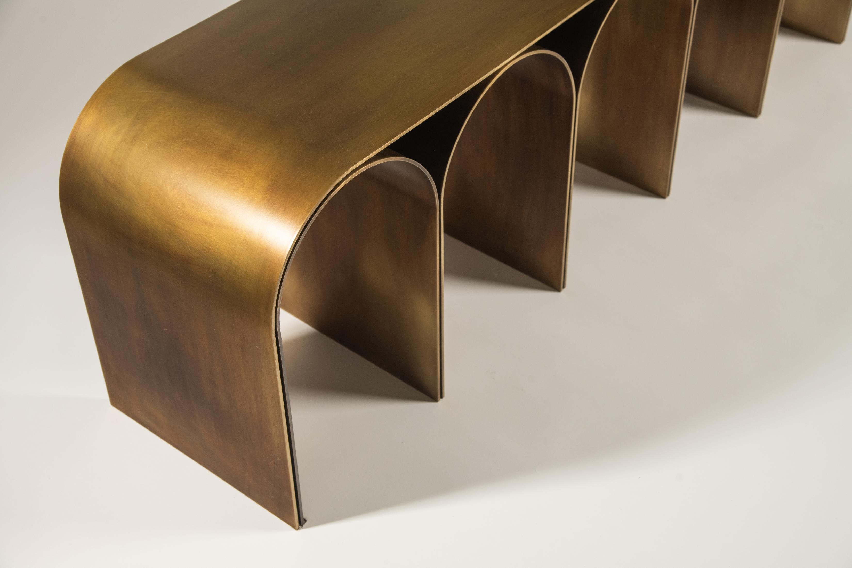 Brass Gold Arch Bench by Pietro Franceschini For Sale 7