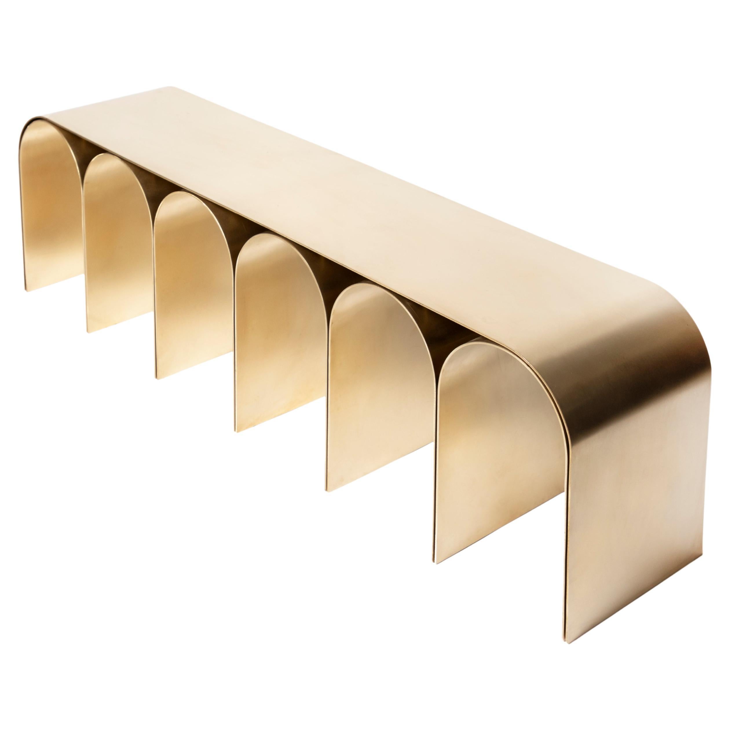 Brass Gold Arch Bench by Pietro Franceschini For Sale