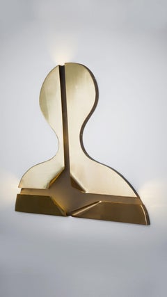 Brass "Gold People" Wall Light, Square in Circle