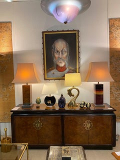 Lampada da tavolo in ottone dorato, anni '70, Pierre Cardin, stile Hollywood Regency