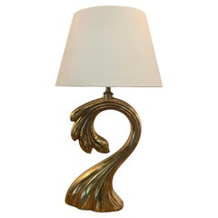 Lampada da tavolo in ottone dorato, anni '70, Pierre Cardin, stile Hollywood Regency