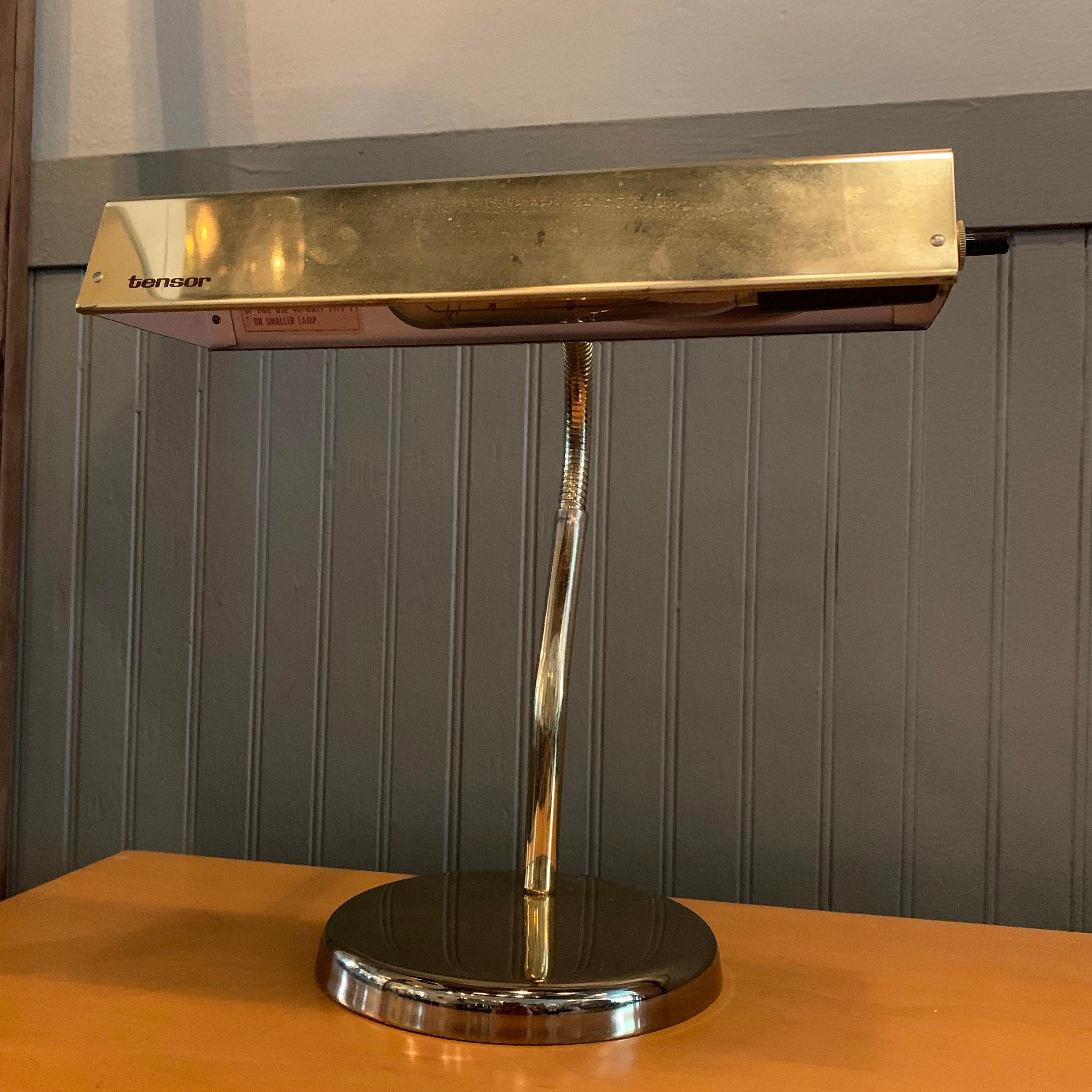 Mid-Century Modern Brass Gooseneck Desk Lamp by Tensor
