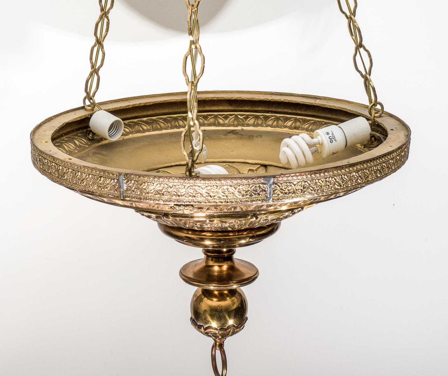 English Brass Gothic Revival Chandelier For Sale