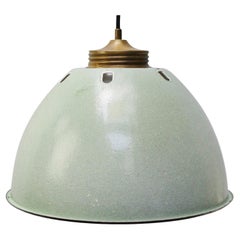 Lámparas Colgantes de Cristal Opalino Vintage Esmaltado Verde Latón