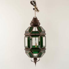 Brass Green Glass Lantern