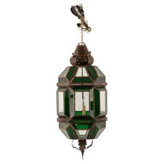 Brass Green Glass Lantern