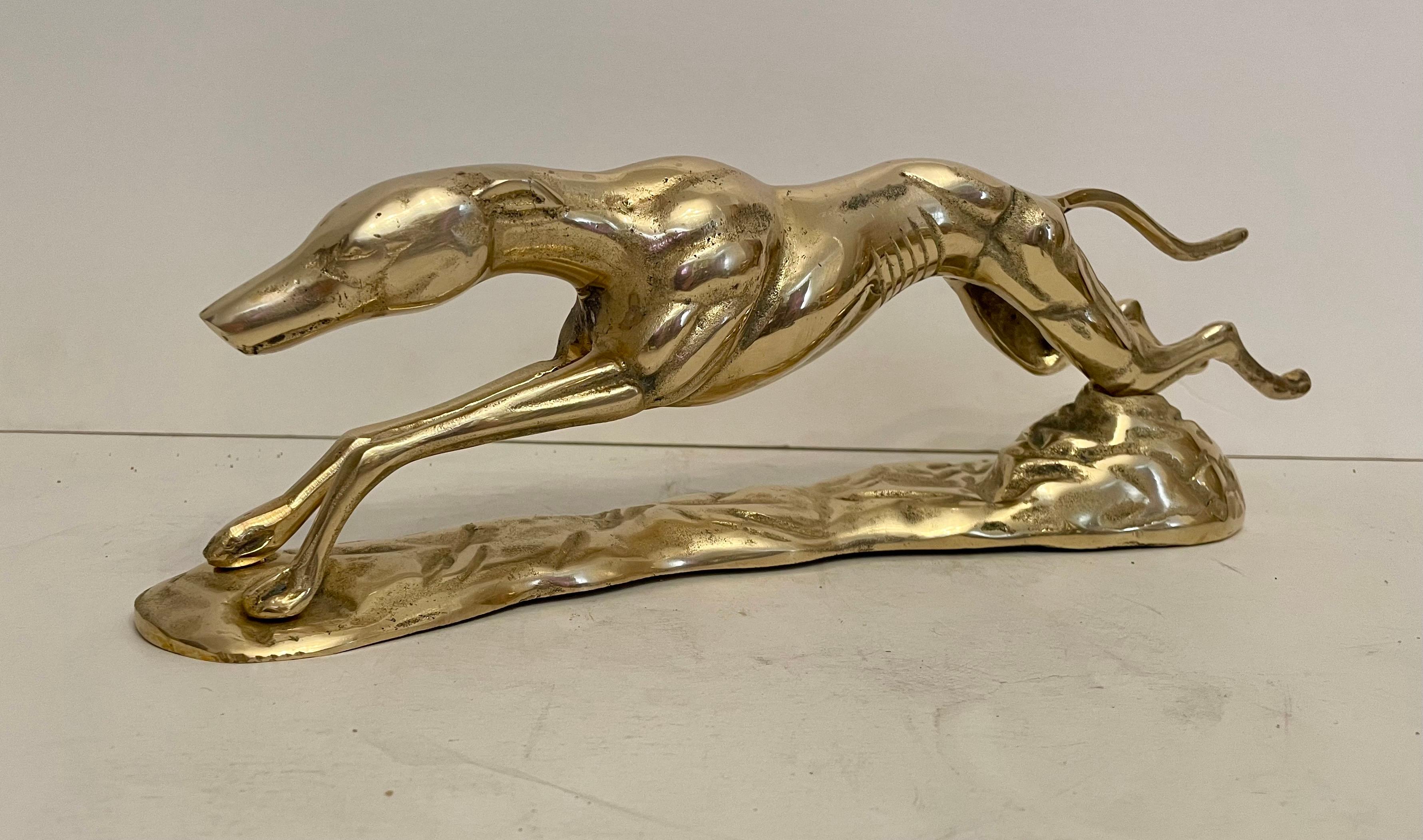 Korean Brass Greyhound Sculpture For Sale