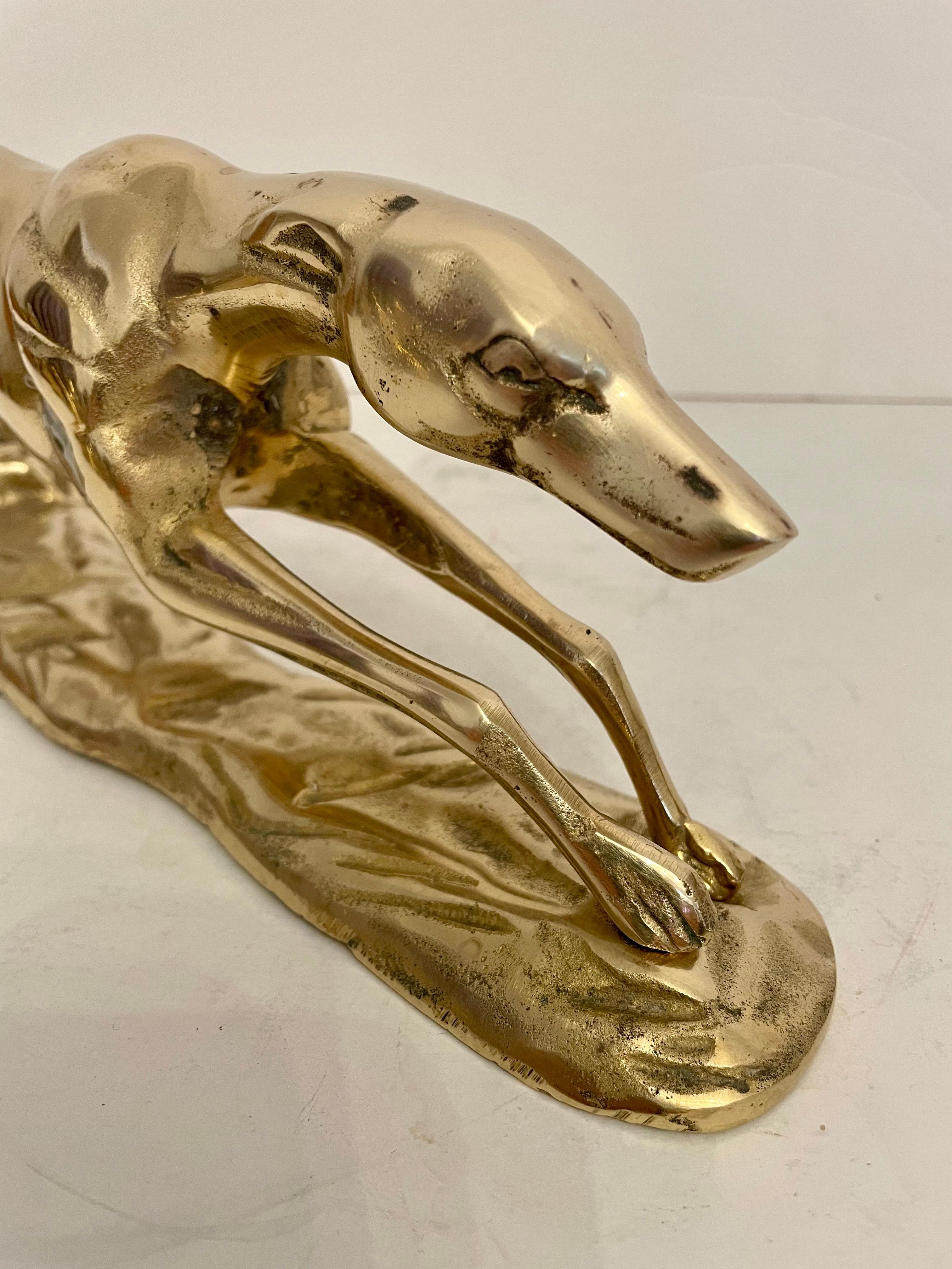 Cast Brass Greyhound Sculpture For Sale