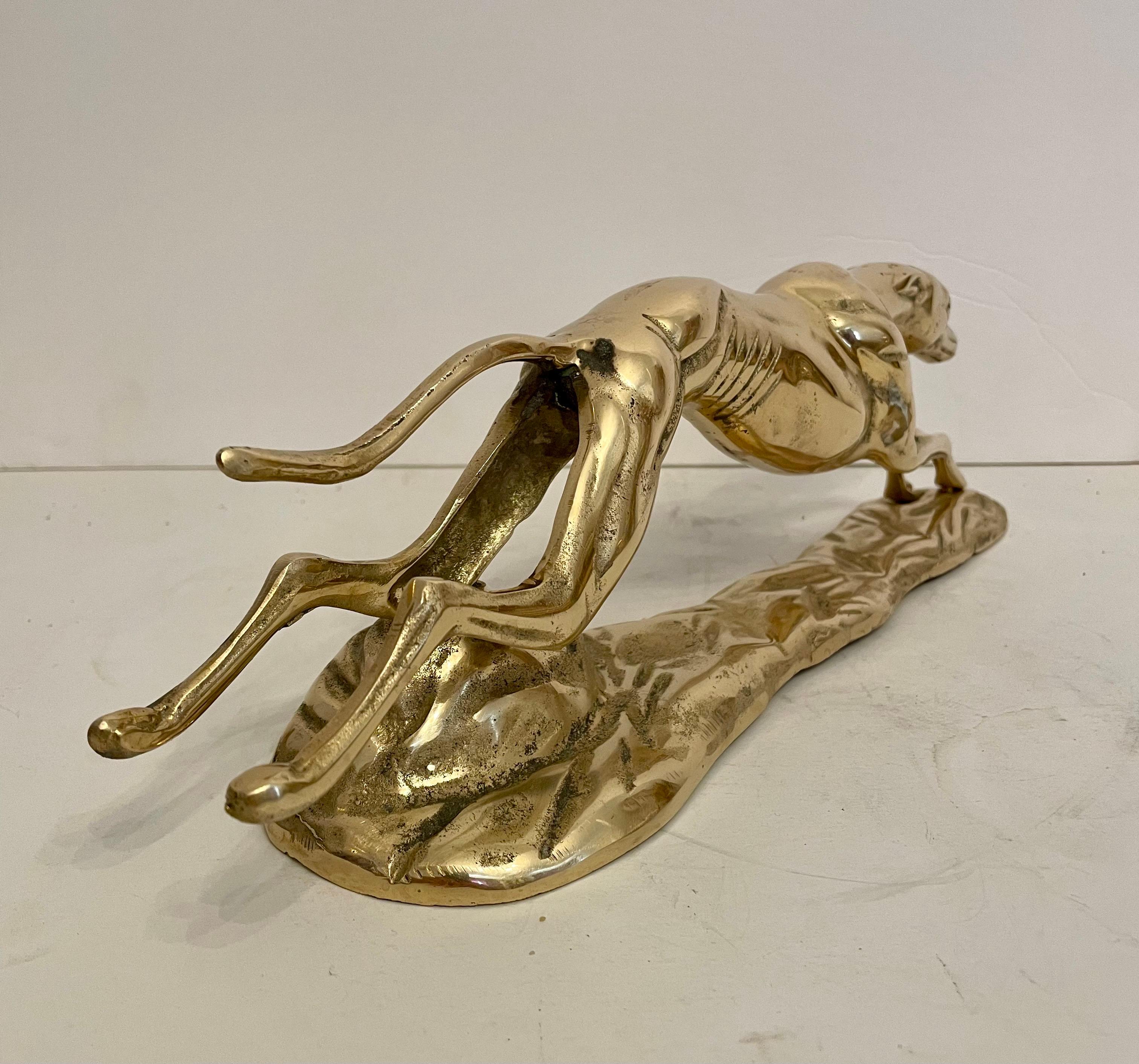 Brass Greyhound Sculpture In Good Condition For Sale In New York, NY