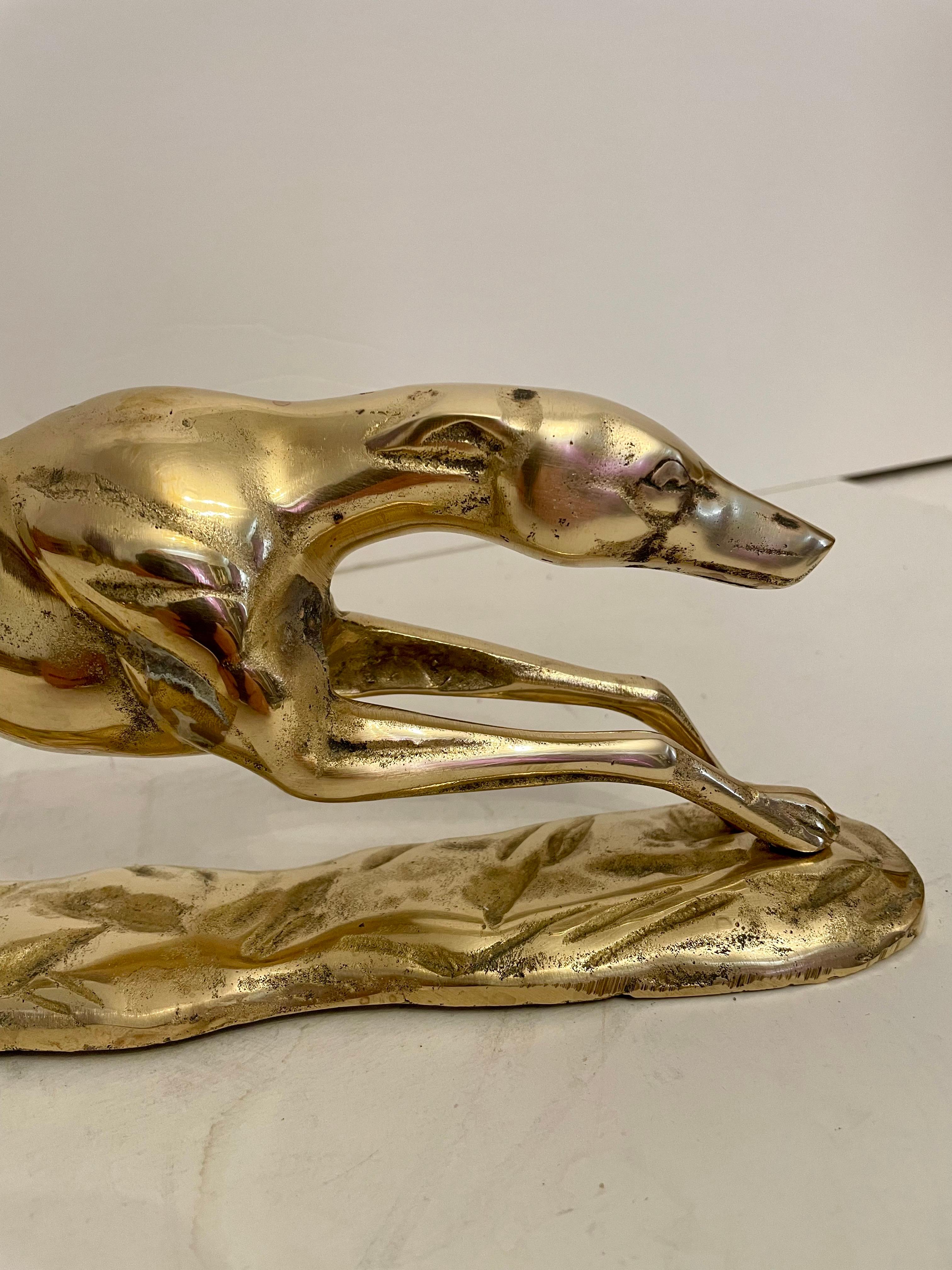 20th Century Brass Greyhound Sculpture For Sale