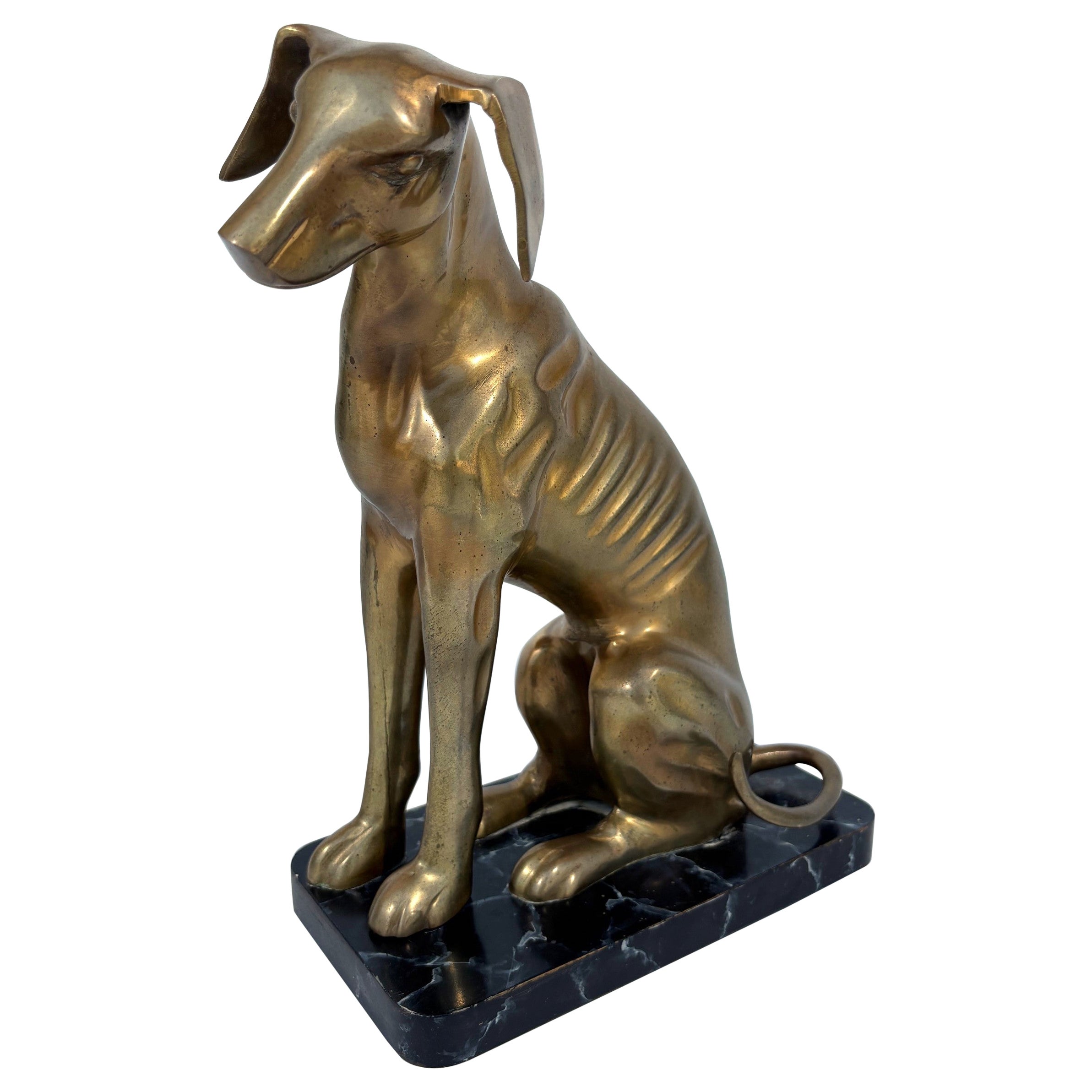 Statua di cane Greyhound Whippet in ottone in vendita